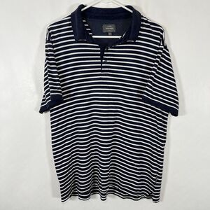 Peter Werth N.1 Polo Shirt Mens Size Large Navy White Striped Short Sleeve